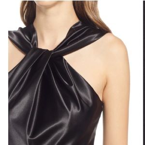 Eliza J black formal / semi formal satin & crepe jumpsuit, size 4